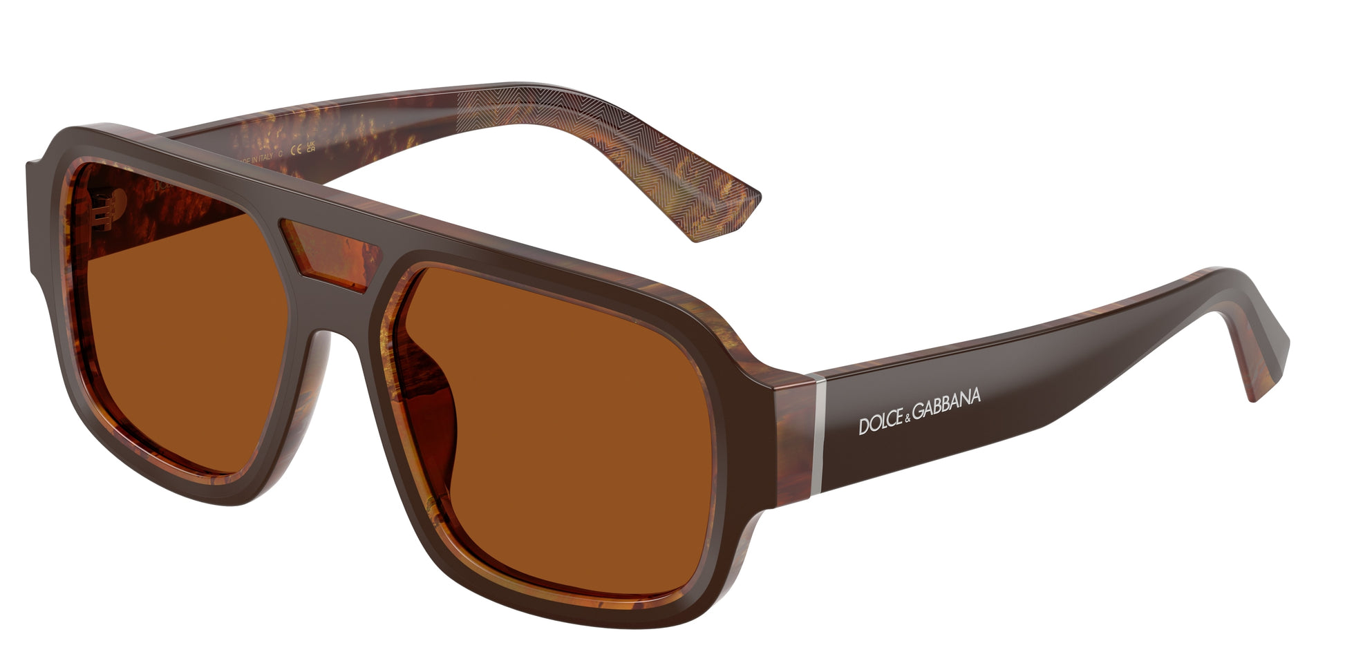 DOLCE & GABBANA DG4516 Square Sunglasses  345673-Top Brown/Pearl Gold & Brown 55-145-18 - Color Map Brown