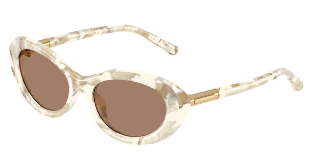 DOLCE & GABBANA DG4519 Oval Sunglasses  346173-Pearl Havana Cream 54-145-18 - Color Map White