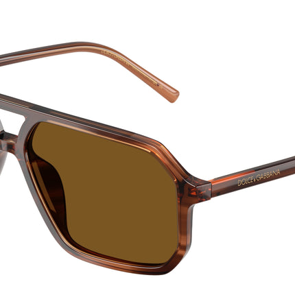 DOLCE & GABBANA DG4541 Pilot Sunglasses  348183-Brown On Striped Brown 59-145-15 - Color Map Brown