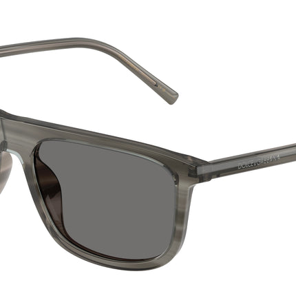 DOLCE & GABBANA DG4542 Square Sunglasses  347981-Grey On Striped Grey 56-145-18 - Color Map Grey