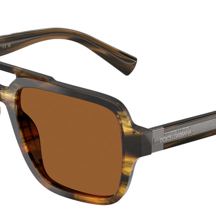 DOLCE & GABBANA DG4544 Pilot Sunglasses  306363-Striped Brown 56-145-18 - Color Map Tortoise