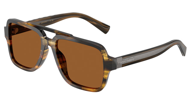 DOLCE & GABBANA DG4544 Pilot Sunglasses  306363-Striped Brown 56-145-18 - Color Map Tortoise