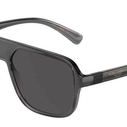 DOLCE & GABBANA DG6134 Square Sunglasses  325787-Transparent Grey/Black 57-145-16 - Color Map Grey