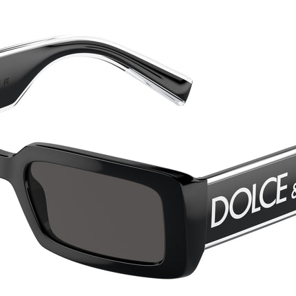 DOLCE & GABBANA DG6187 Rectangle Sunglasses  501/87-Black 53-145-20 - Color Map Black
