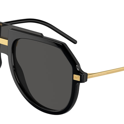DOLCE & GABBANA DG6195 Pilot Sunglasses  501/87-Black 0-145-145 - Color Map Black