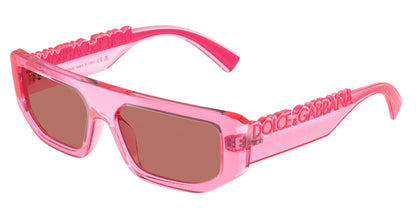 DOLCE & GABBANA DG6203 Rectangle Sunglasses  314875-Transparent Pink 56-145-16 - Color Map Pink