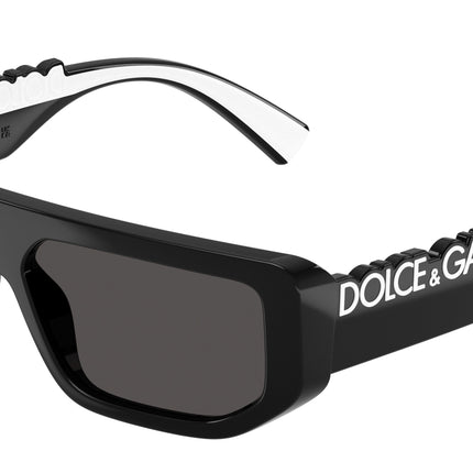 DOLCE & GABBANA DG6203 Rectangle Sunglasses  501/87-Black 56-145-16 - Color Map Black