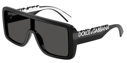 DOLCE & GABBANA DG6204 Rectangle Sunglasses  501/87-Black 0-145-134 - Color Map Black