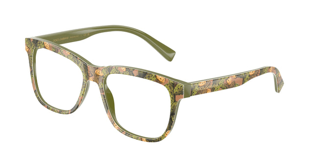Dolce & Gabbana Kids DX3356 Rectangle Eyeglasses  3488-Print Green Figs 49-130-15 - Color Map Multicolor