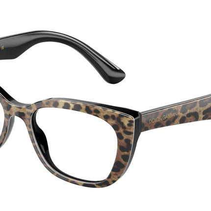 Dolce & Gabbana Kids DX3357 Cat Eye Eyeglasses  3163-Leo Brown/Black 49-130-15 - Color Map Black