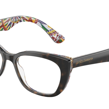 Dolce & Gabbana Kids DX3357 Cat Eye Eyeglasses  3217-Havana On White Barrow 49-130-15 - Color Map Tortoise