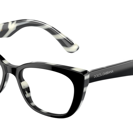 Dolce & Gabbana Kids DX3357 Cat Eye Eyeglasses  3372-Black On Zebra 49-130-15 - Color Map Black