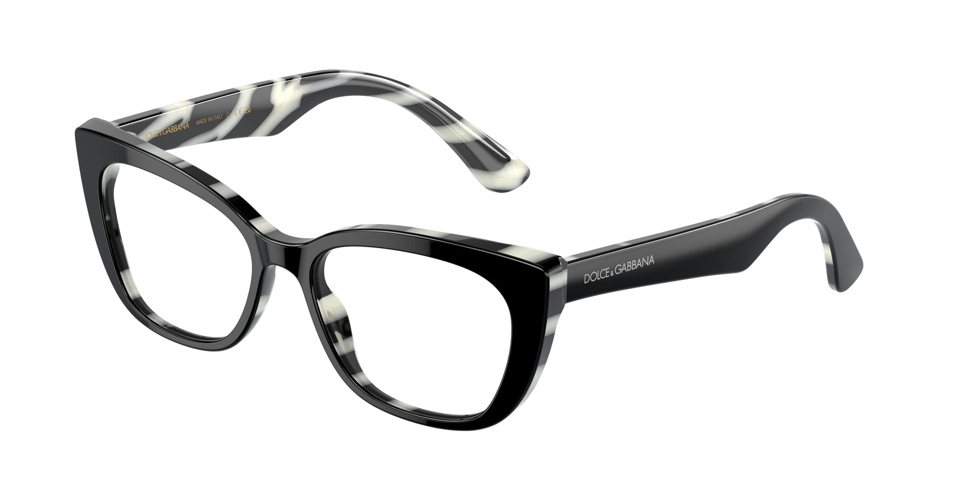 Dolce & Gabbana Kids DX3357 Cat Eye Eyeglasses  3372-Black On Zebra 49-130-15 - Color Map Black