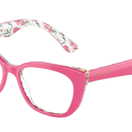 Dolce & Gabbana Kids DX3357 Cat Eye Eyeglasses  3408-Pink On Pink Flowers 49-130-15 - Color Map Pink
