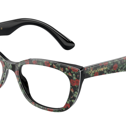 Dolce & Gabbana Kids DX3357 Cat Eye Eyeglasses  3426-Red Roses 49-130-15 - Color Map White