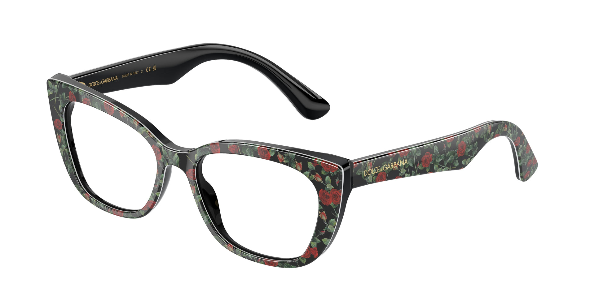 Dolce & Gabbana Kids DX3357 Cat Eye Eyeglasses  3426-Red Roses 49-130-15 - Color Map White