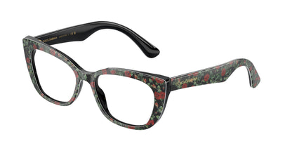 Dolce & Gabbana Kids DX3357 Cat Eye Eyeglasses  3426-Red Roses 49-130-15 - Color Map White