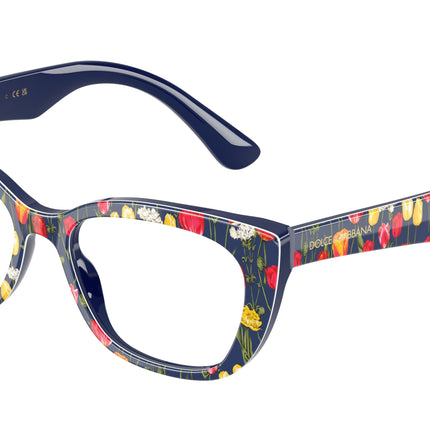 Dolce & Gabbana Kids DX3357 Cat Eye Eyeglasses  3435-Tulips 49-130-15 - Color Map Blue