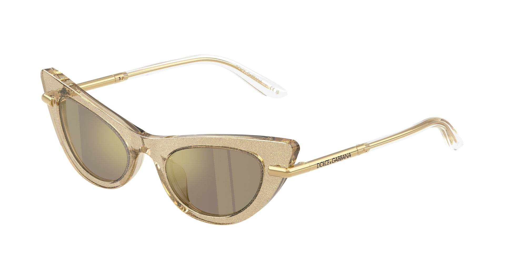 Dolce & Gabbana Kids DX4008 Cat Eye Sunglasses  31035A-Glitter Gold 44-130-18 - Color Map Gold