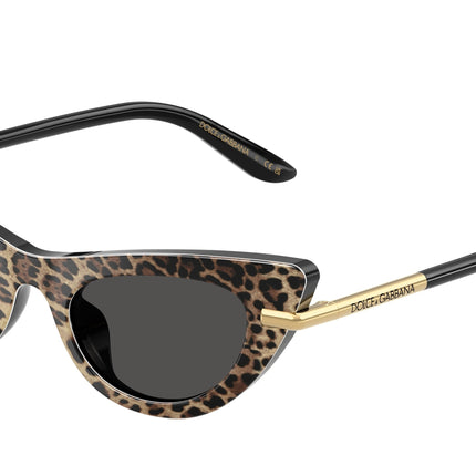 Dolce & Gabbana Kids DX4008 Cat Eye Sunglasses  316397-Leo Brown On Black 44-130-18 - Color Map Brown