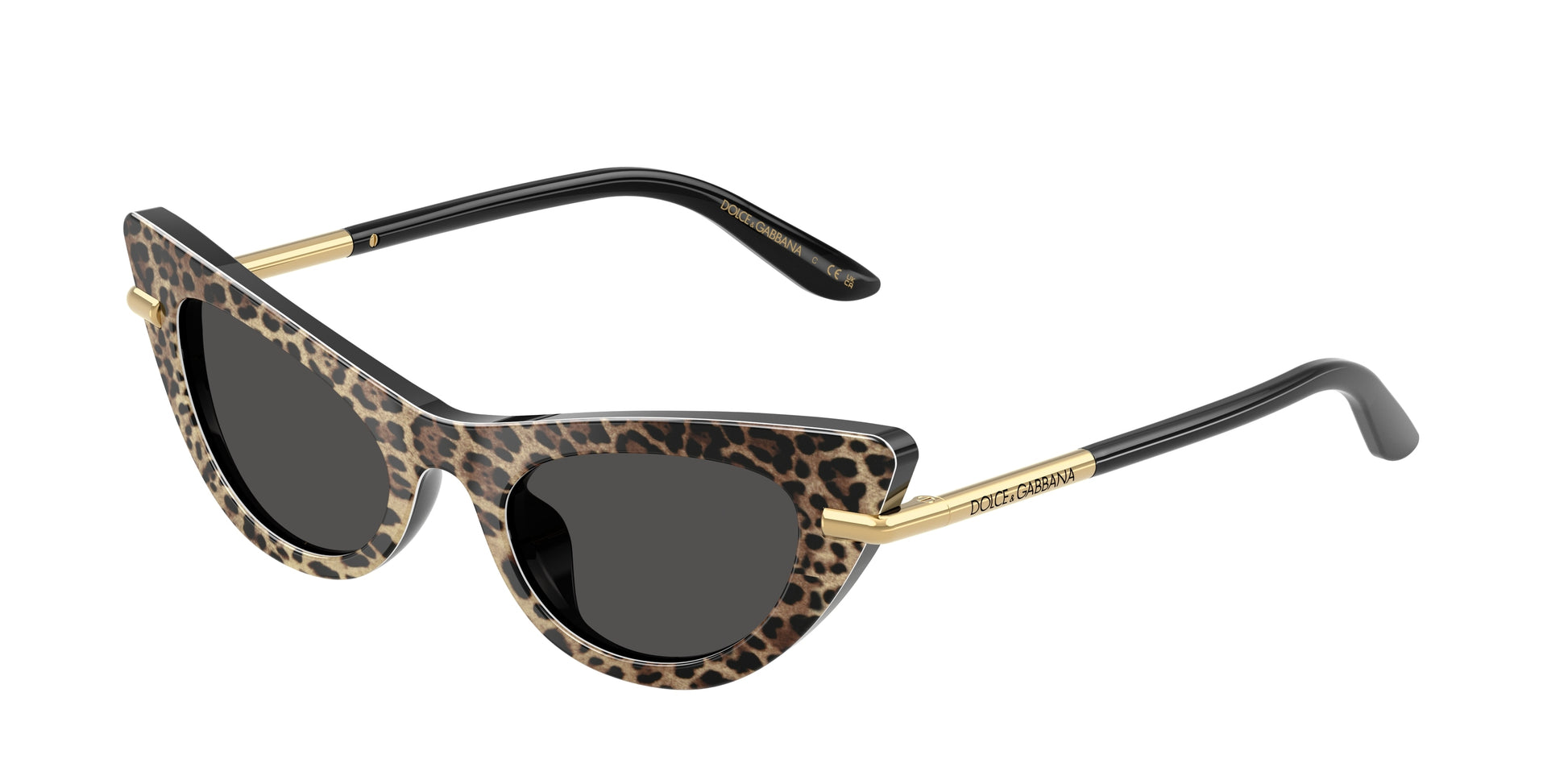 Dolce & Gabbana Kids DX4008 Cat Eye Sunglasses  316397-Leo Brown On Black 44-130-18 - Color Map Brown