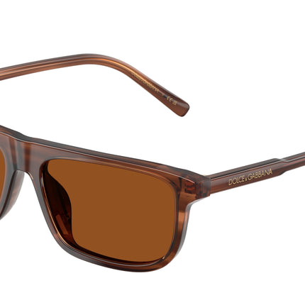 Dolce & Gabbana Kids DX4009 Rectangle Sunglasses  348173-Transparent Brown/Striped Brown 51-130-14 - Color Map Brown