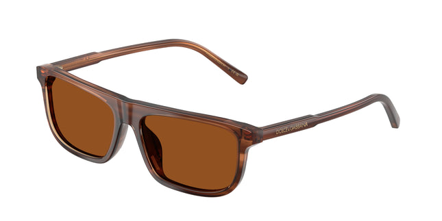 Dolce & Gabbana Kids DX4009 Rectangle Sunglasses  348173-Transparent Brown/Striped Brown 51-130-14 - Color Map Brown