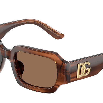 Dolce & Gabbana Kids DX4011 Square Sunglasses  348173-Transparent Brown/Striped Brown 48-130-18 - Color Map Brown