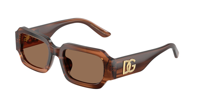 Dolce & Gabbana Kids DX4011 Square Sunglasses  348173-Transparent Brown/Striped Brown 48-130-18 - Color Map Brown