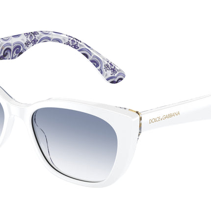Dolce & Gabbana Kids DX4427 Cat Eye Sunglasses  337119-White On Blue Maiolica 49-130-15 - Color Map White