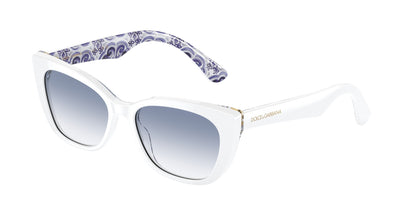 Dolce & Gabbana Kids DX4427 Cat Eye Sunglasses  337119-White On Blue Maiolica 49-130-15 - Color Map White