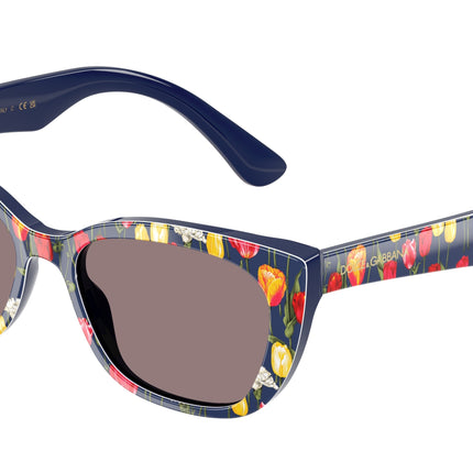 Dolce & Gabbana Kids DX4427 Cat Eye Sunglasses  34357N-Tulips 49-130-15 - Color Map Blue