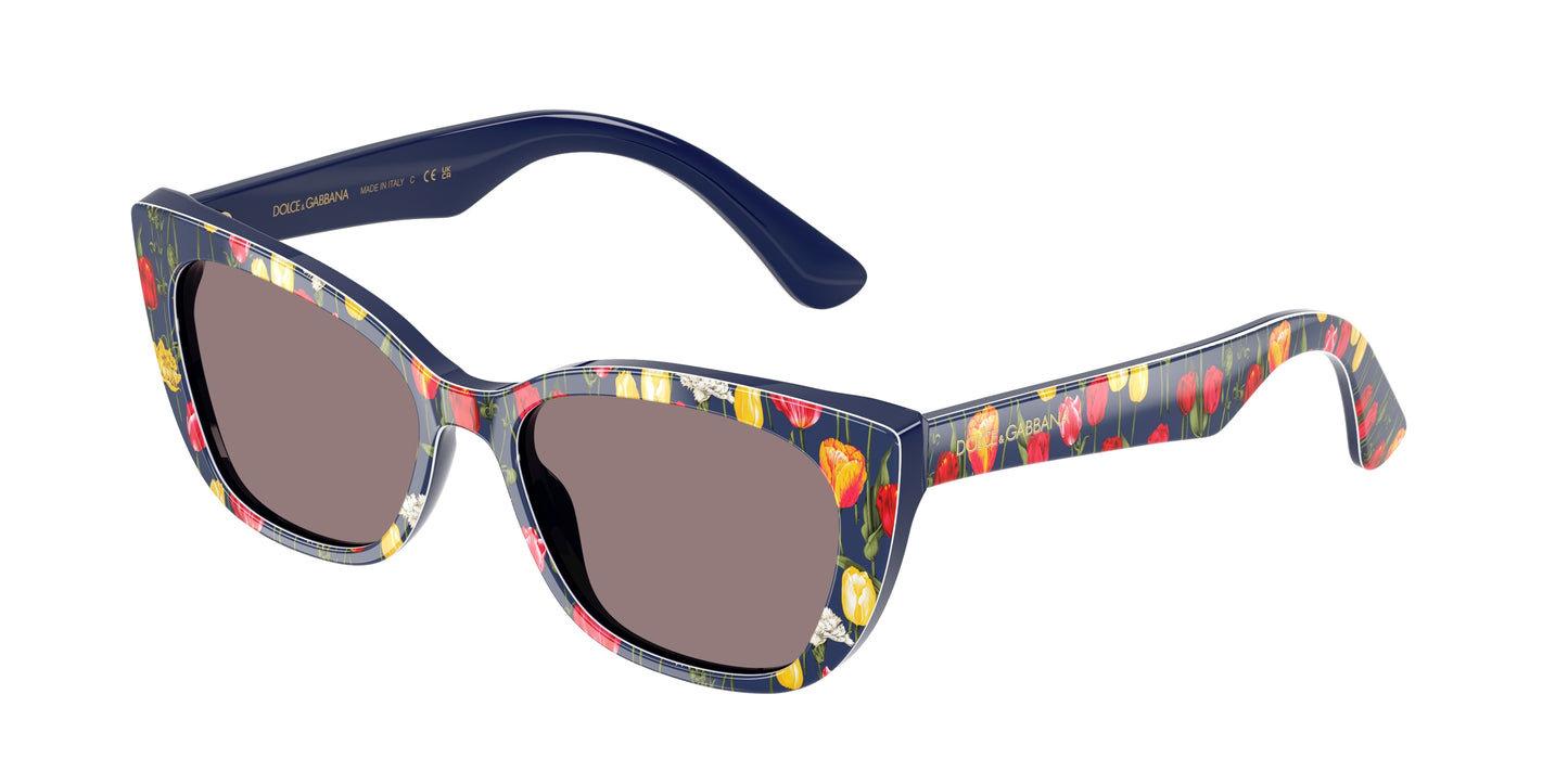 Dolce & Gabbana Kids DX4427 Cat Eye Sunglasses  34357N-Tulips 49-130-15 - Color Map Blue