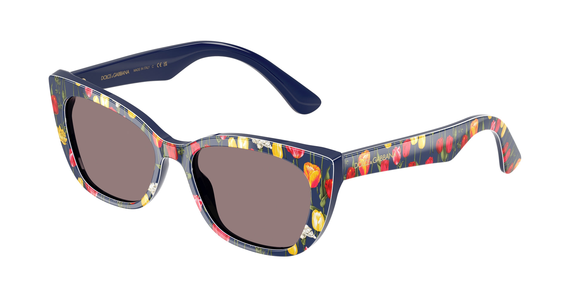 Dolce & Gabbana Kids DX4427 Cat Eye Sunglasses  34357N-Tulips 49-130-15 - Color Map Blue