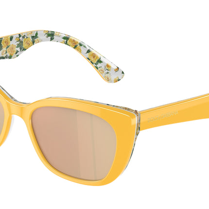 Dolce & Gabbana Kids DX4427 Cat Eye Sunglasses  34437J-Yellow On Yellow Roses 49-130-15 - Color Map Yellow