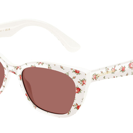 Dolce & Gabbana Kids DX4427 Cat Eye Sunglasses  348769-Print White Roses 49-130-15 - Color Map Multicolor