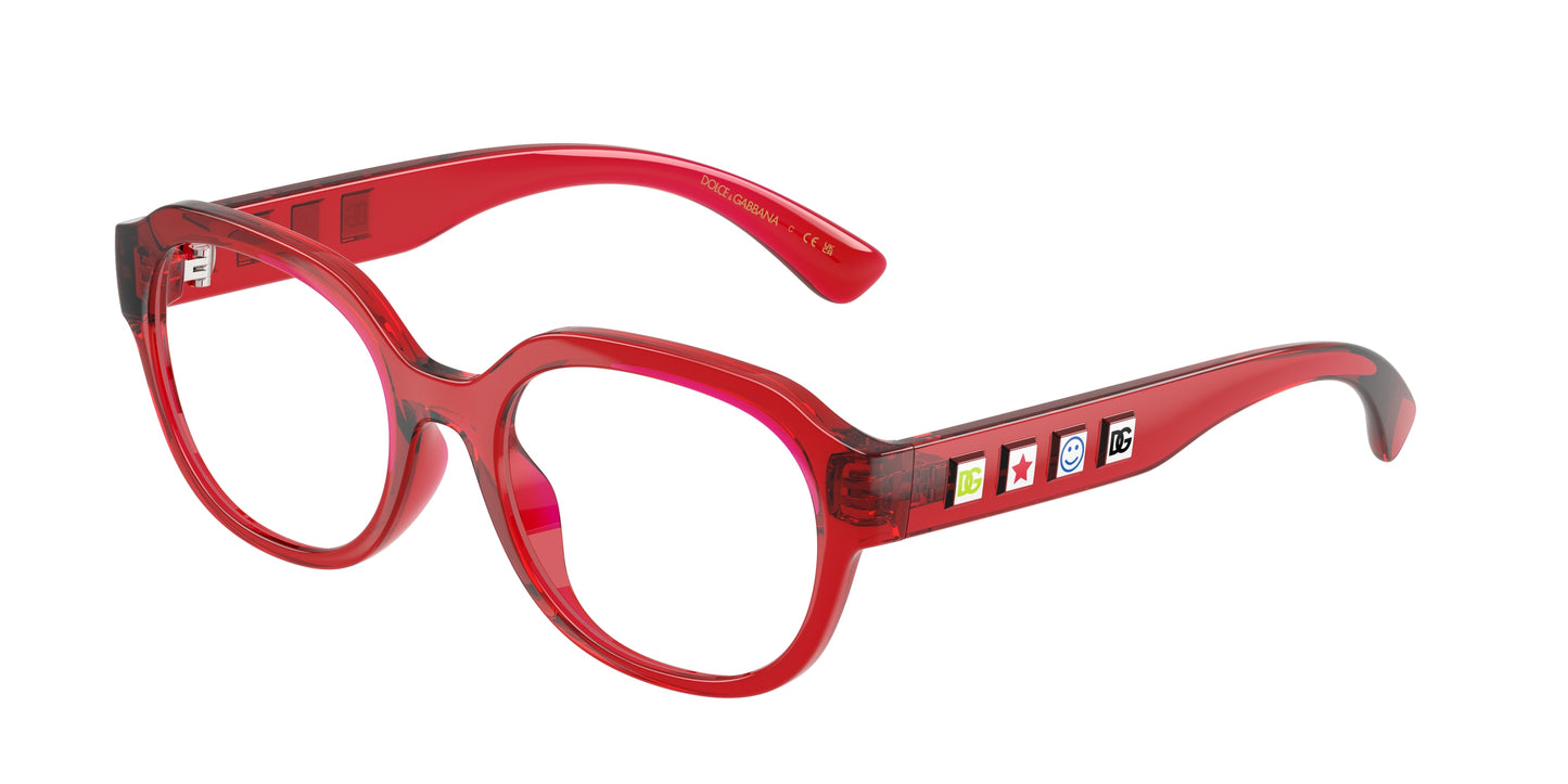Dolce & Gabbana Kids DX5004U Round Eyeglasses  3409-Transparent Red 48-130-17 - Color Map Red