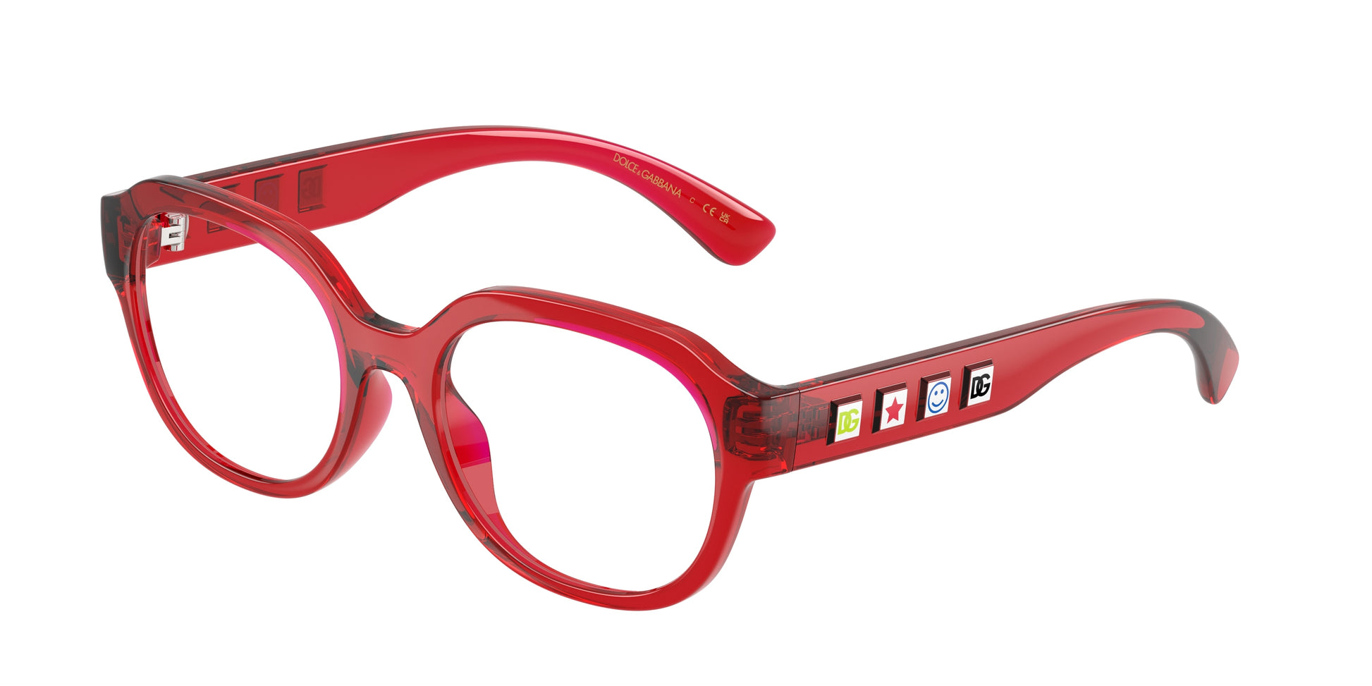 Dolce & Gabbana Kids DX5004U Round Eyeglasses  3409-Transparent Red 48-130-17 - Color Map Red