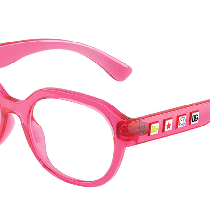 Dolce & Gabbana Kids DX5004U Round Eyeglasses  3450-Transparent Fucsia 48-130-17 - Color Map Pink