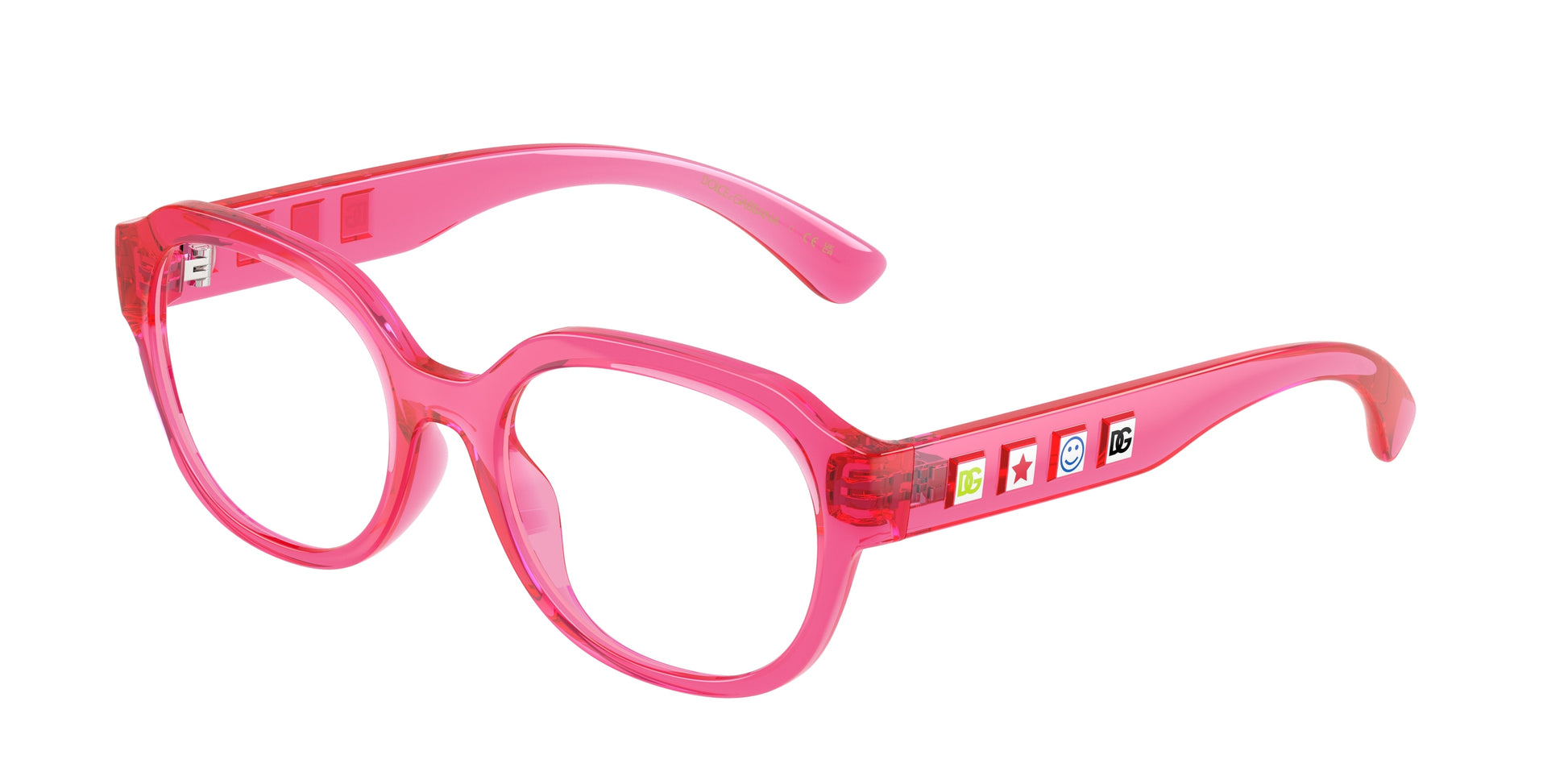 Dolce & Gabbana Kids DX5004U Round Eyeglasses  3450-Transparent Fucsia 48-130-17 - Color Map Pink