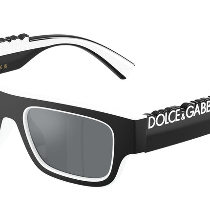 Dolce & Gabbana Kids DX6011 Rectangle Sunglasses  34576G-Black/White 47-130-17 - Color Map Black