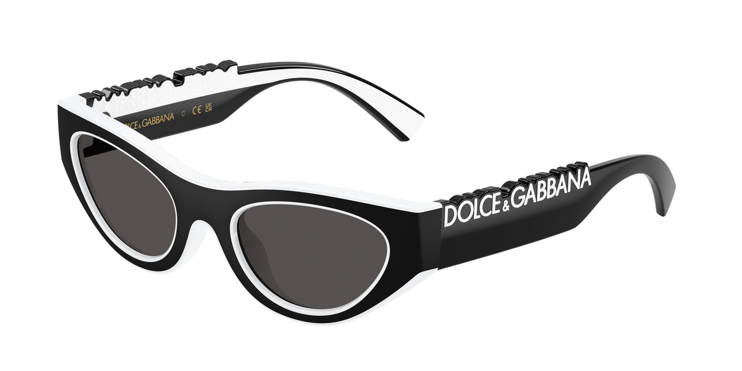 Dolce & Gabbana Kids DX6012 Cat Eye Sunglasses  345787-Black/White 47-130-19 - Color Map Black