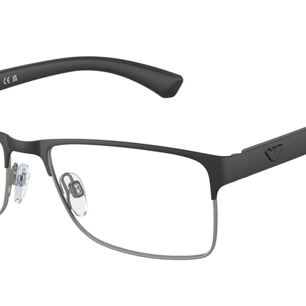 Emporio Armani EA1052 Rectangle Eyeglasses  3094-Rubber Black & Gunmetal 53-140-17 - Color Map Black
