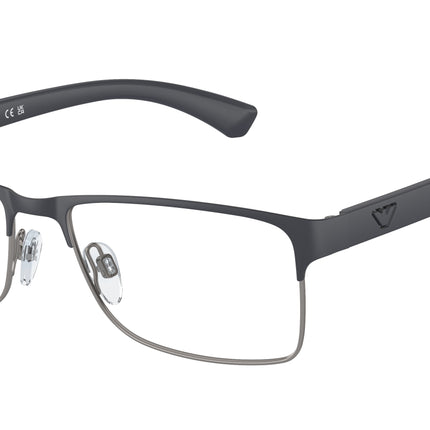 Emporio Armani EA1052 Rectangle Eyeglasses  3155-Rubber Blue & Gunmetal 55-140-17 - Color Map Blue