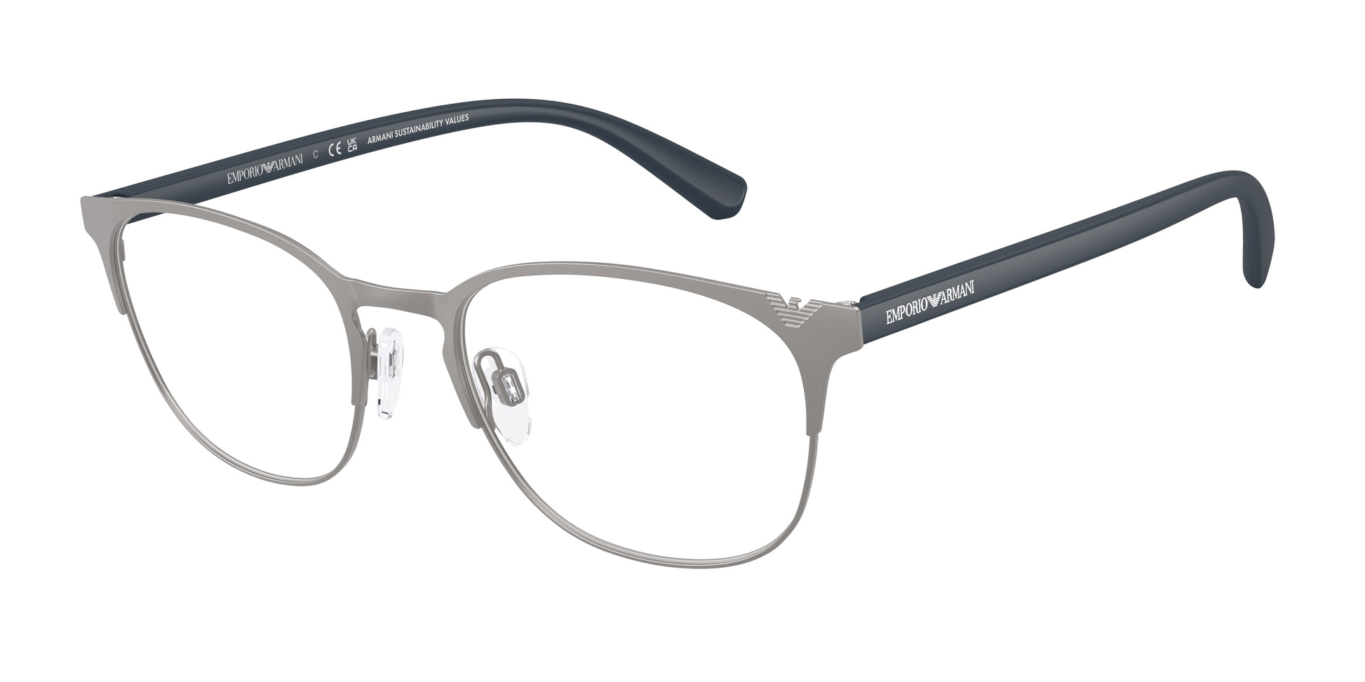 Emporio Armani EA1059 Oval Eyeglasses  3096-Matte Gunmetal 53-145-19 - Color Map Grey