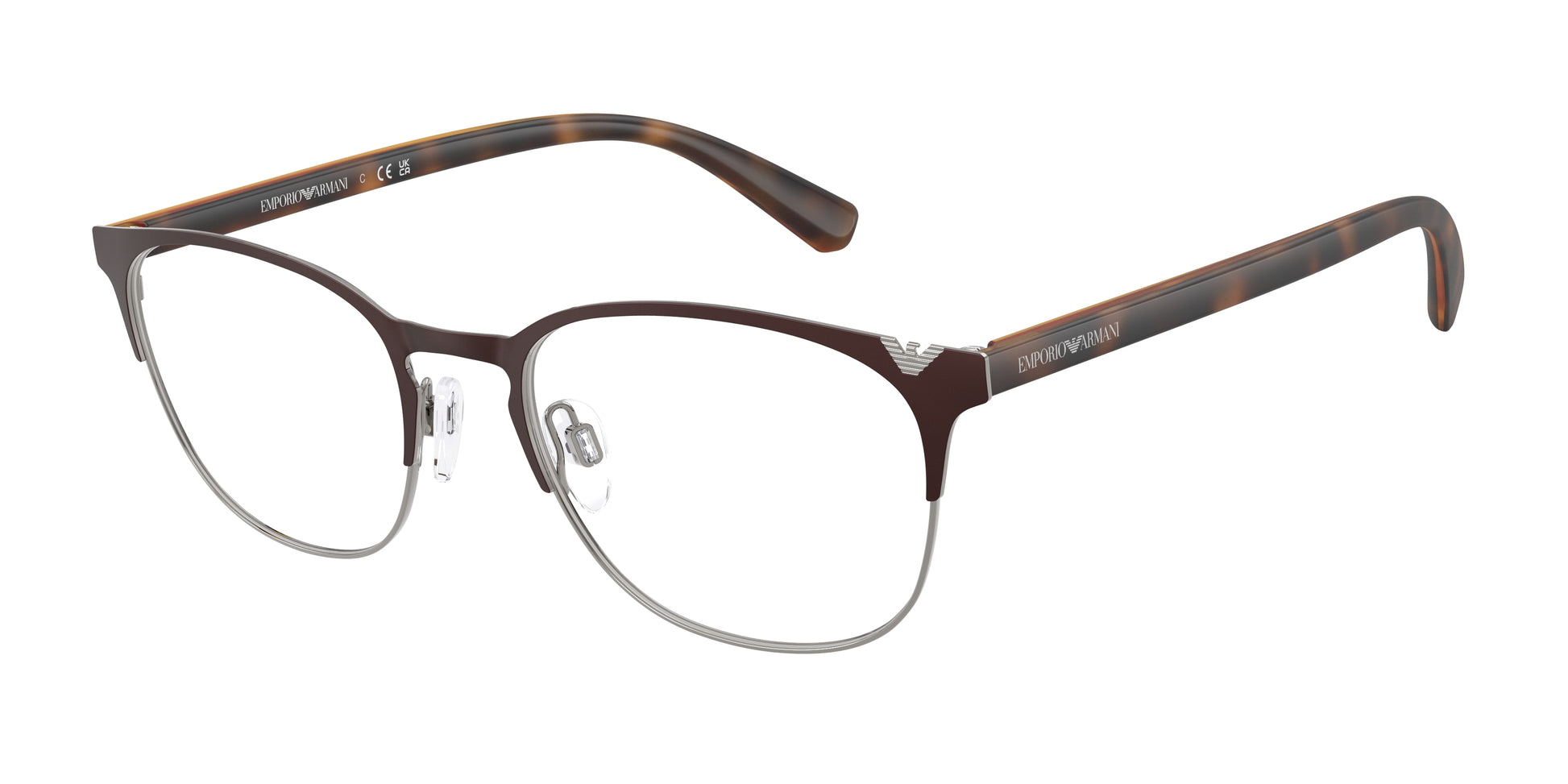 Emporio Armani EA1059 Oval Eyeglasses  3179-Matte Brown & Gunmetal 53-145-19 - Color Map Brown