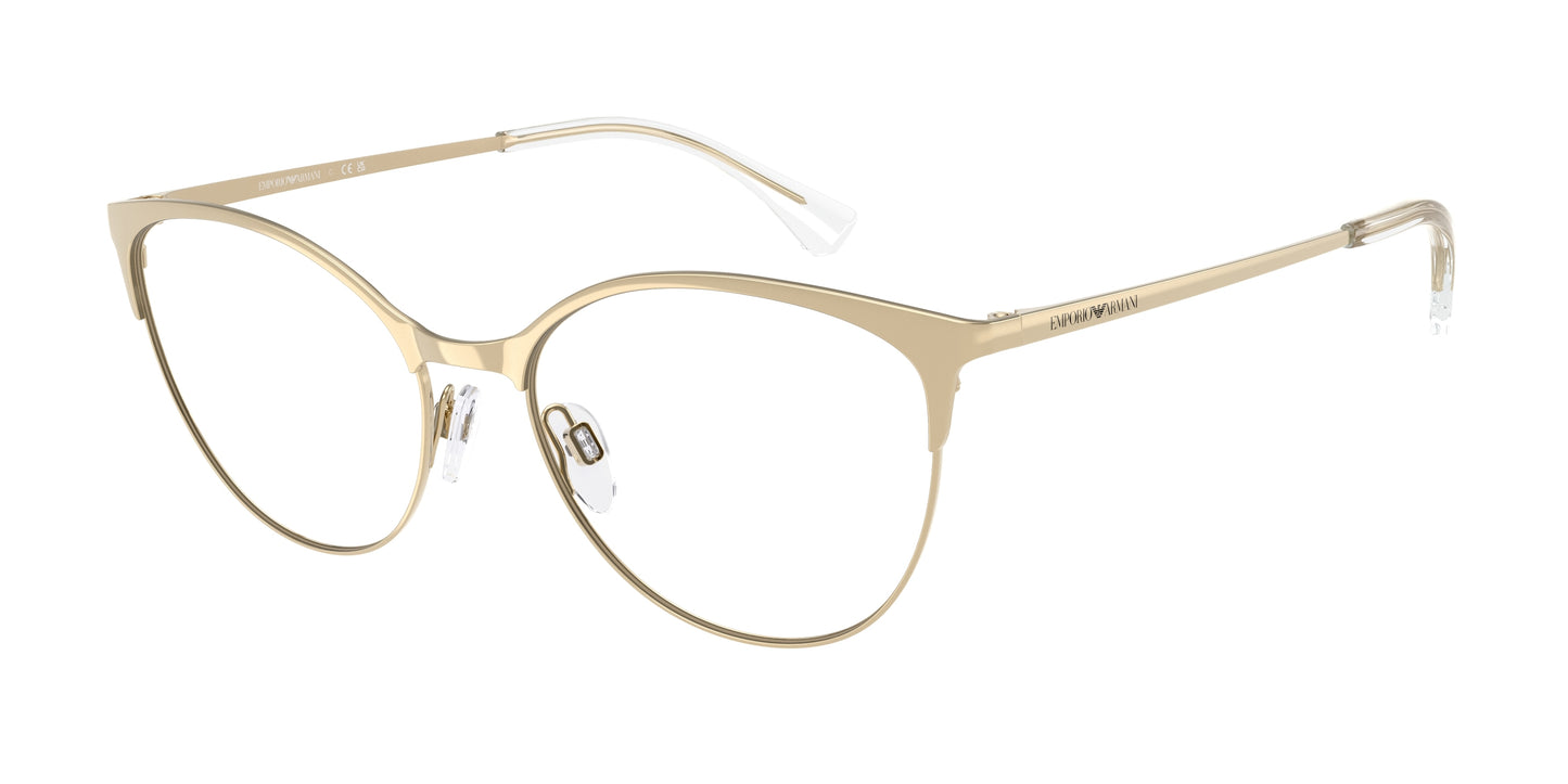 Emporio Armani EA1087 Cat Eye Eyeglasses  3013-Shiny Pale Gold 54-140-17 - Color Map Gold