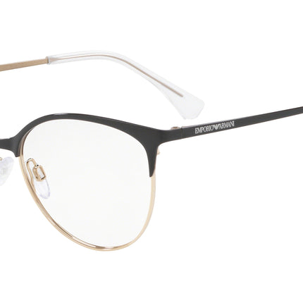 Emporio Armani EA1087 Cat Eye Eyeglasses  3014-Shiny Black & Pale Gold 54-140-17 - Color Map Black