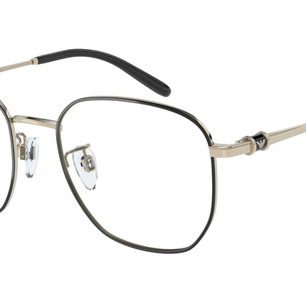 Emporio Armani EA1134D Square Eyeglasses  3082-Shiny Pale Gold/Black 53-140-19 - Color Map Gold