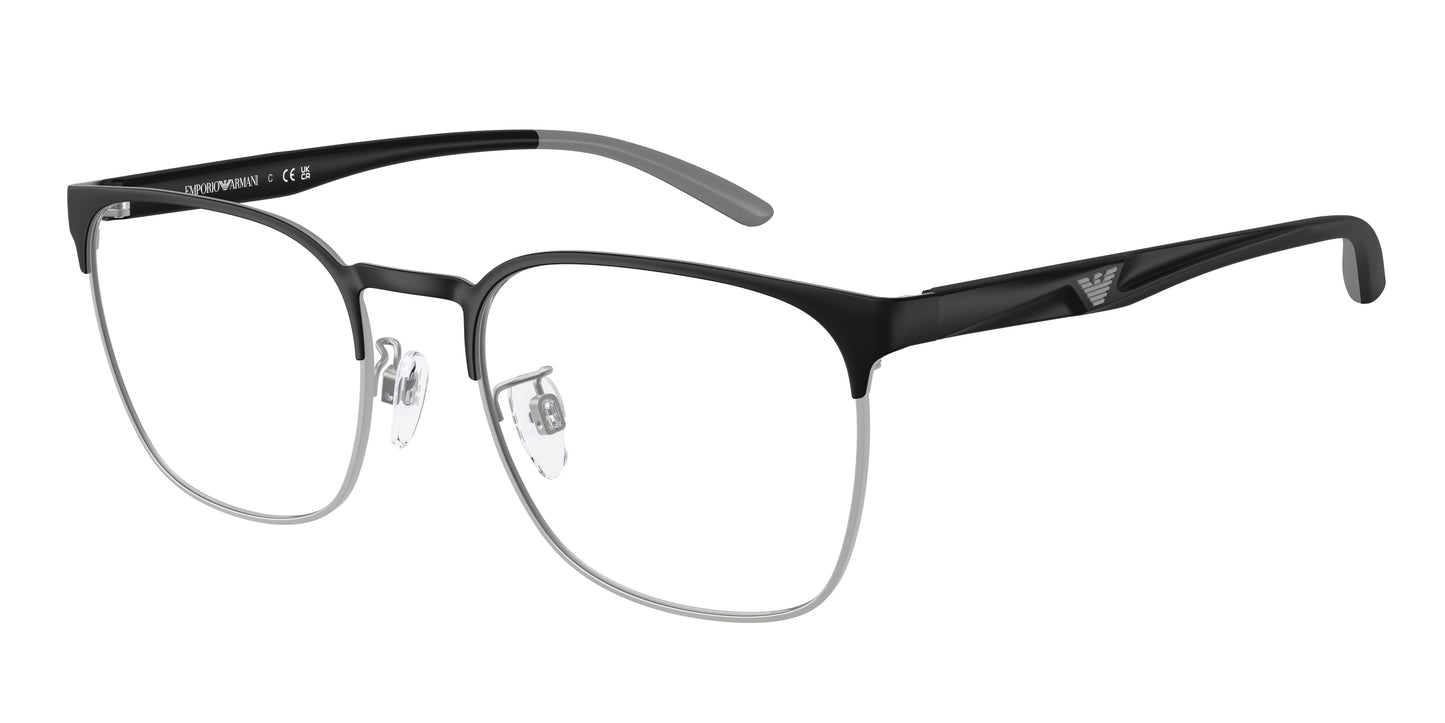 Emporio Armani EA1135D Pillow Eyeglasses  3051-Matte Black/Matte Silver 55-145-20 - Color Map Black